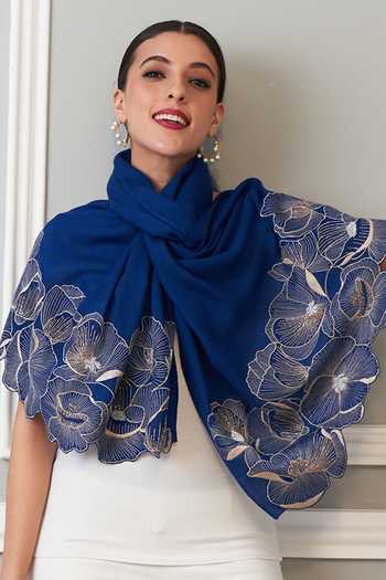 Mauli Cashmere Poppy Affair Embroidered Stole 