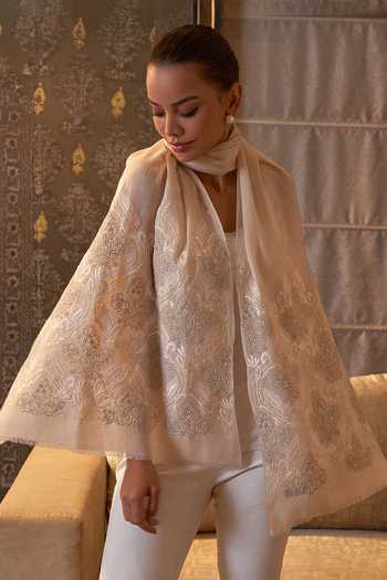 Mauli Cashmere Royal Crest Embroidered Stole 