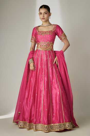 Essay By Sumedha Agrawal Silk Chanderi Embroidered Lehenga Set