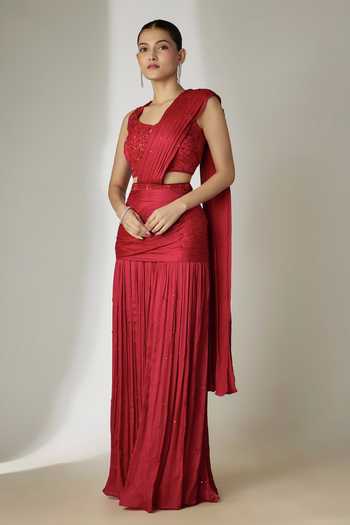 Essay By Sumedha Agrawal Pleated Pre-Draped Saree With Blouse 