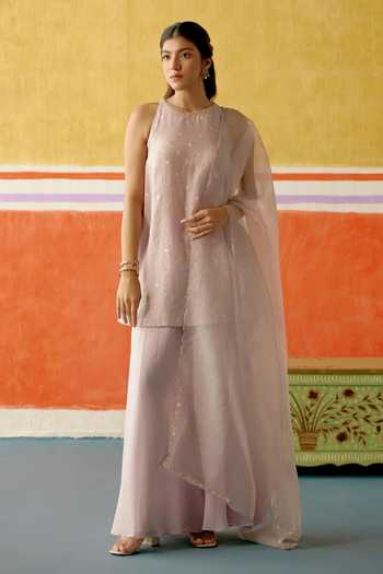 KAPAAS Kamal Embroidered Kurta Sharara Set 
