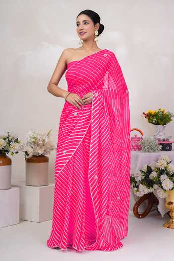 Geroo Jaipur Leheriya Pattern Saree With Blouse 