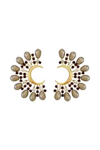 Radhika Agrawal Jewels Emily Moon Shaped Stud Earrings 