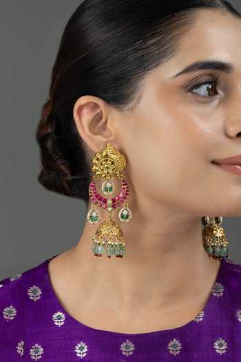Joules by Radhika Tiyaa Embellished Jhumka Earrings