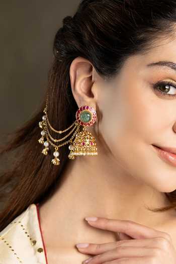 Joules by Radhika Harsini Embellished Jhumkas With Ear Chains 