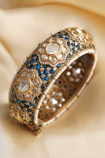 MRJEWELS Gold Finished Kundan Polki Kada 