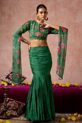 Arje India Floral Print Blouse & Skirt Set 