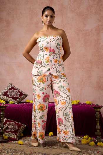 Arje India Floral Print Tube Top & Pant Set 