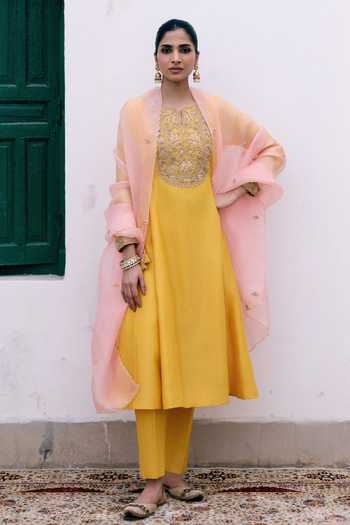 Pink City By Sarika Sunlit Heirloom Embroidered Anarkali Set 