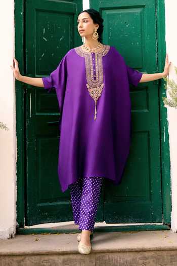 Pink City By Sarika Heritage Chic Embroidered Kaftan & Pant Set