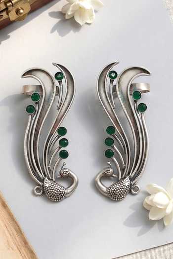 Sangeeta Boochra Peacock Motif Pair Of Ear Cuffs 