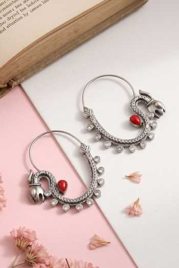 Sangeeta Boochra Coral Accent Hoop Earrings 