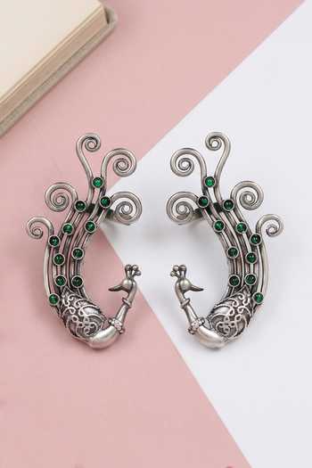 Sangeeta Boochra Artisan Peacock Pair Of Ear Cuffs 