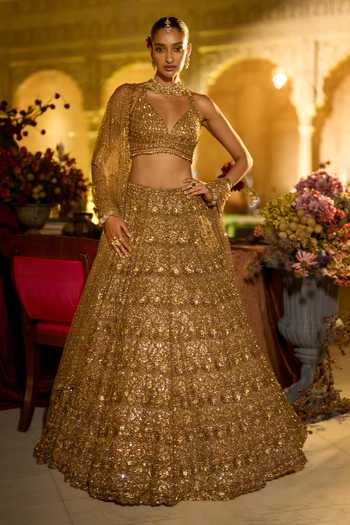 Seema Gujral Sequin Embroidered Bridal Lehenga Set