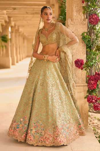 Seema Gujral Applique Work Bridal Lehenga Set