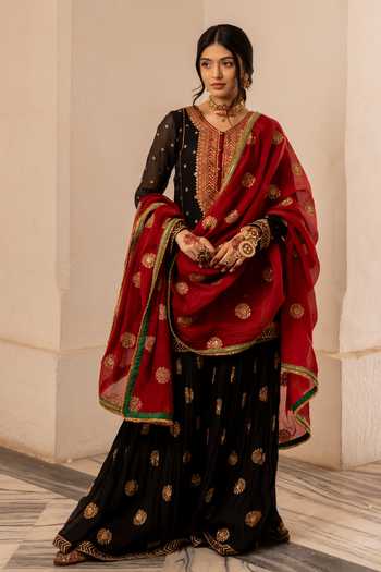 Nimbu Mirchi Fatima Embroidered Kurta Sharara Set 