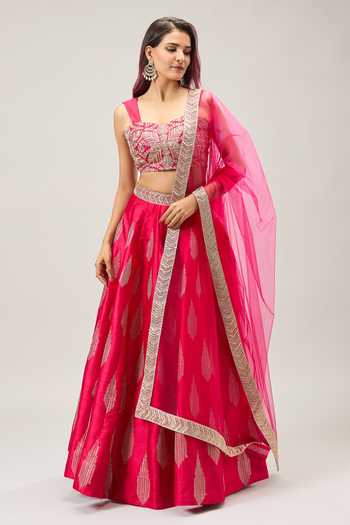 Samyukta Singhania Embroidered Pink Lehenga Set 