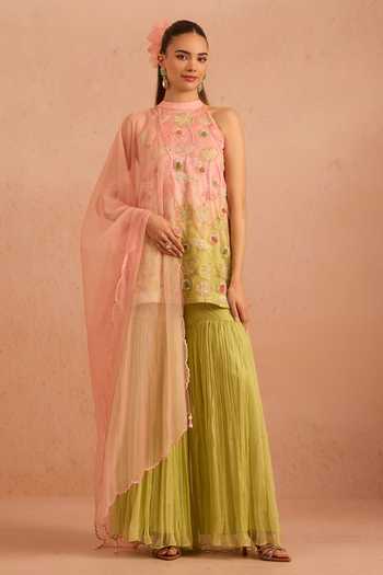 Tarini Vij Leher Embroidered Kurta Sharara Set 