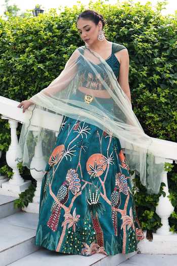 House Of Akshata Floral Print Lehenga Set 