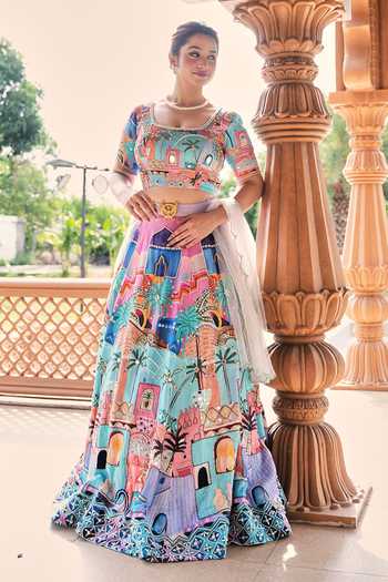House Of Akshata Rang Mahal Hand Embroidered Lehenga Set 