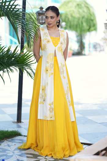 House Of Akshata Sunlit Bloom Jacket Lehenga Set 