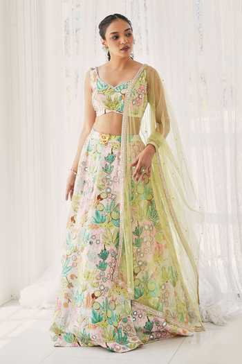House Of Akshata Pastel Bloom Printed Lehenga Set 