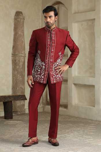 Kudrat Couture Bageecha Embroidered Bandhgala Set 