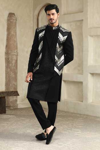 Kudrat Couture Panelled Sherwani Set 