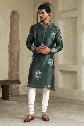 Kudrat Couture Silk Embroidered Kurta 