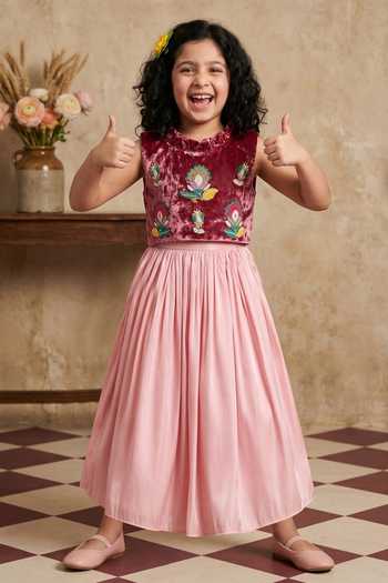 Byb Premium Floral Embroidered Top & Skirt Set 