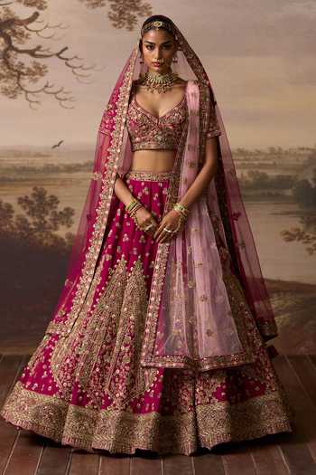 ANGAD SINGH Lehar Raw Silk Bridal Lehenga Set 