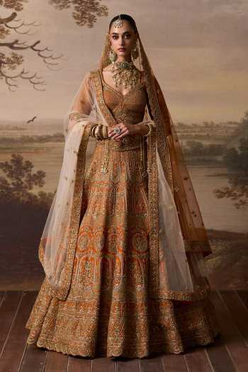 ANGAD SINGH Tej Vine Embroidered Bridal Lehenga Set 