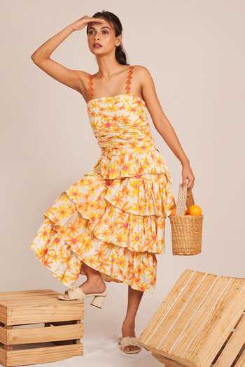 9899 Layered Floral Print Dress 