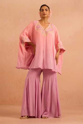Tarini Vij Ruhbari Ombre Embroidered Kaftan & Gharara Set 