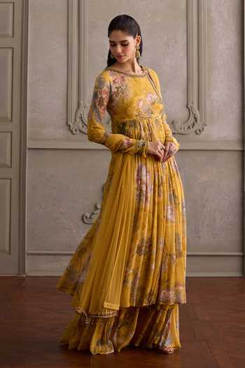 Kalista Navyha Floral Print Angarkha Set 