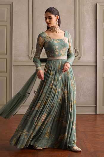Kalista Sanya Floral Print Anarkali & Dupatta Set 