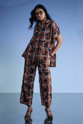 Dash And Dot Distressed Abstract Pattern Shirt & Pant Set 