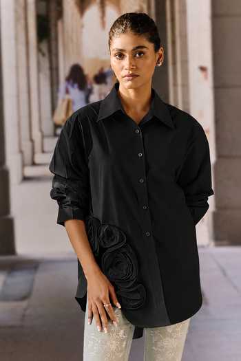 Maison Aguise 3D Rose Applique Work Shirt 