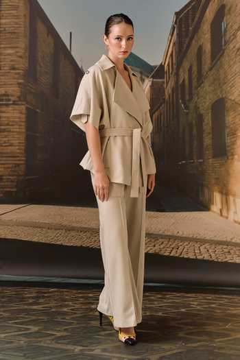 Maison Aguise Exaggerated Collared Blazer & Trouser Set 