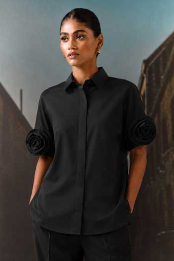 Maison Aguise 3D Rosette Sleeve Shirt 