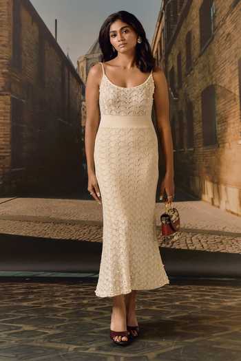 Maison Aguise Textured Knit Midi Dress 