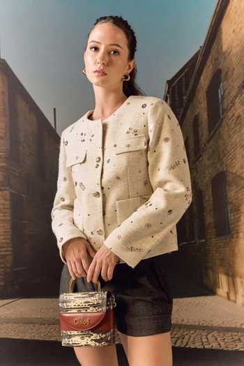 Maison Aguise Biscuit Hand-Embroidered Tweed Jacket 
