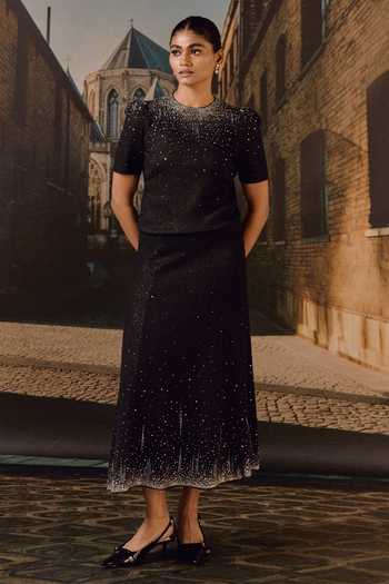 Maison Aguise Swarovski Embellished Top & Skirt Co-ord Set 