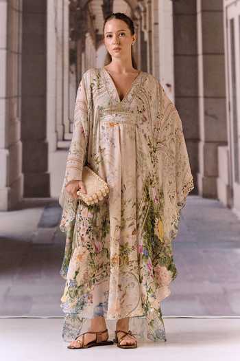 Maison Aguise Crystal Embellished Overlay Kaftan 