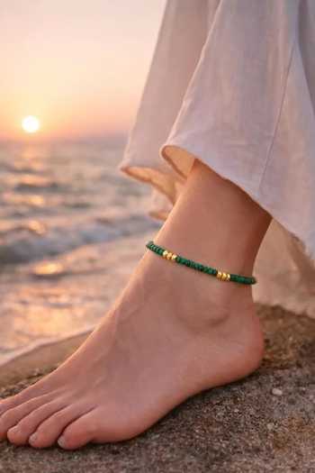 Arvino Green Onyx Bead Anklet 
