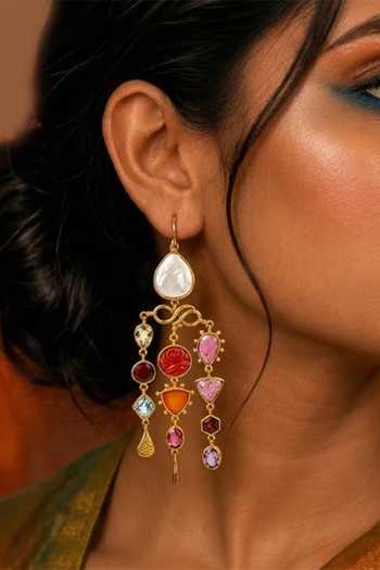 Arvino Multi Gem Asymmetrical Earrings