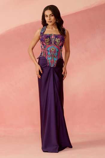 Label Moni K Bead Embroidered Corset & Skirt Set 