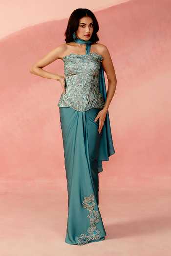 Label Moni K Sapphire Stardust Embellished Corset & Skirt Set 