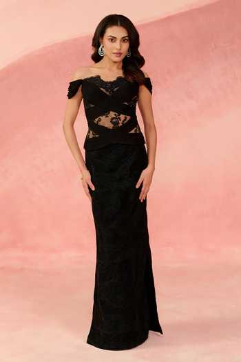 Label Moni K Swan Embellished Top & Skirt Set 