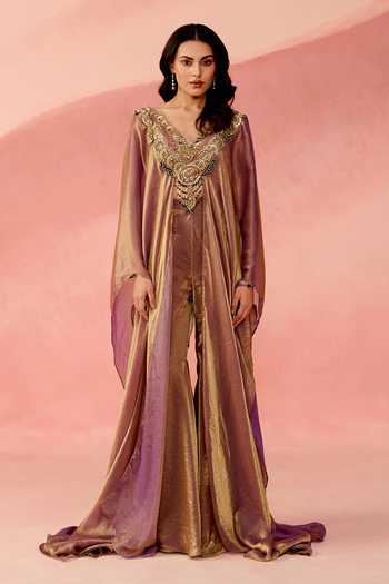 Label Moni K Fluid Goonj Embroidered Kaftan & Trouser Set 